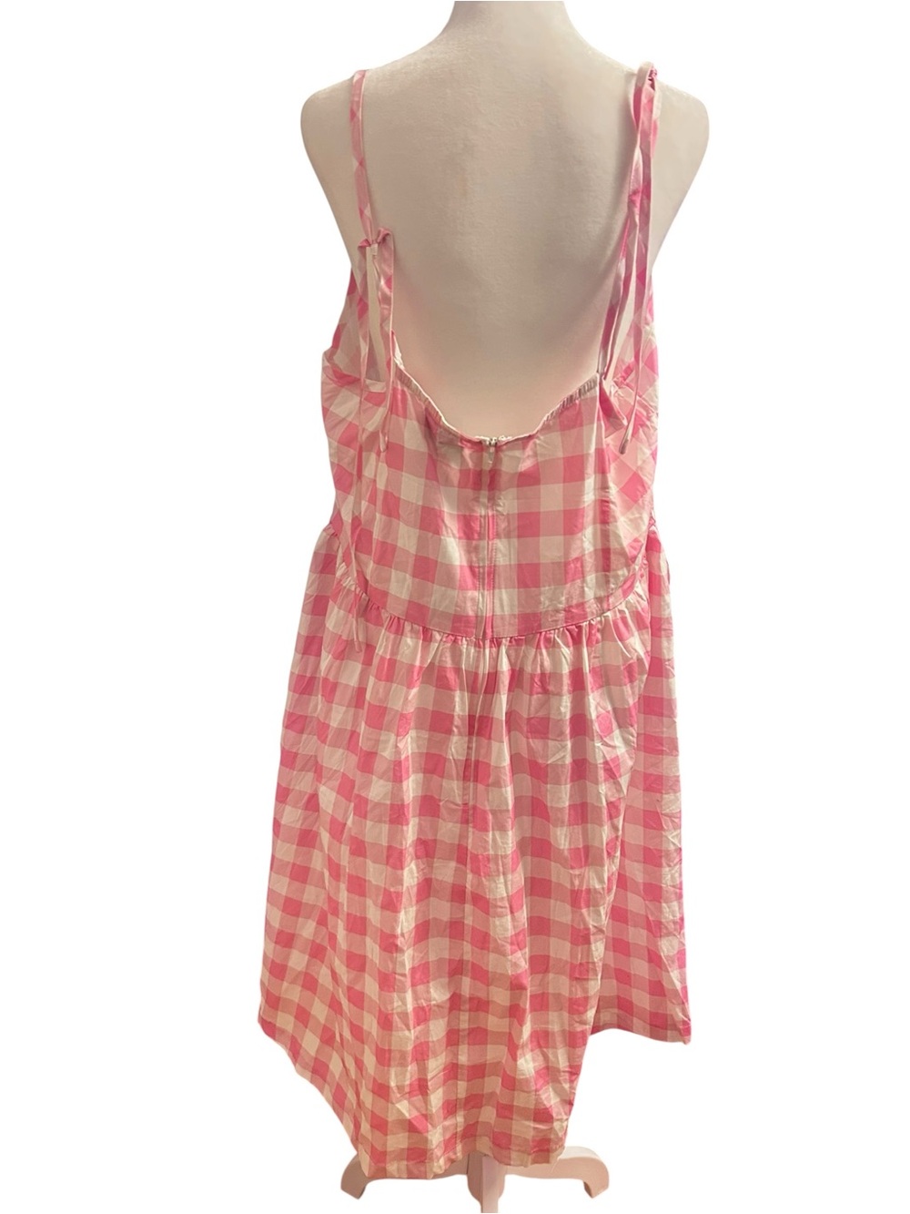 Unique Vintage Pink and White Gingham Midi Dress NWT Cottagecore - Picture 6 of 7